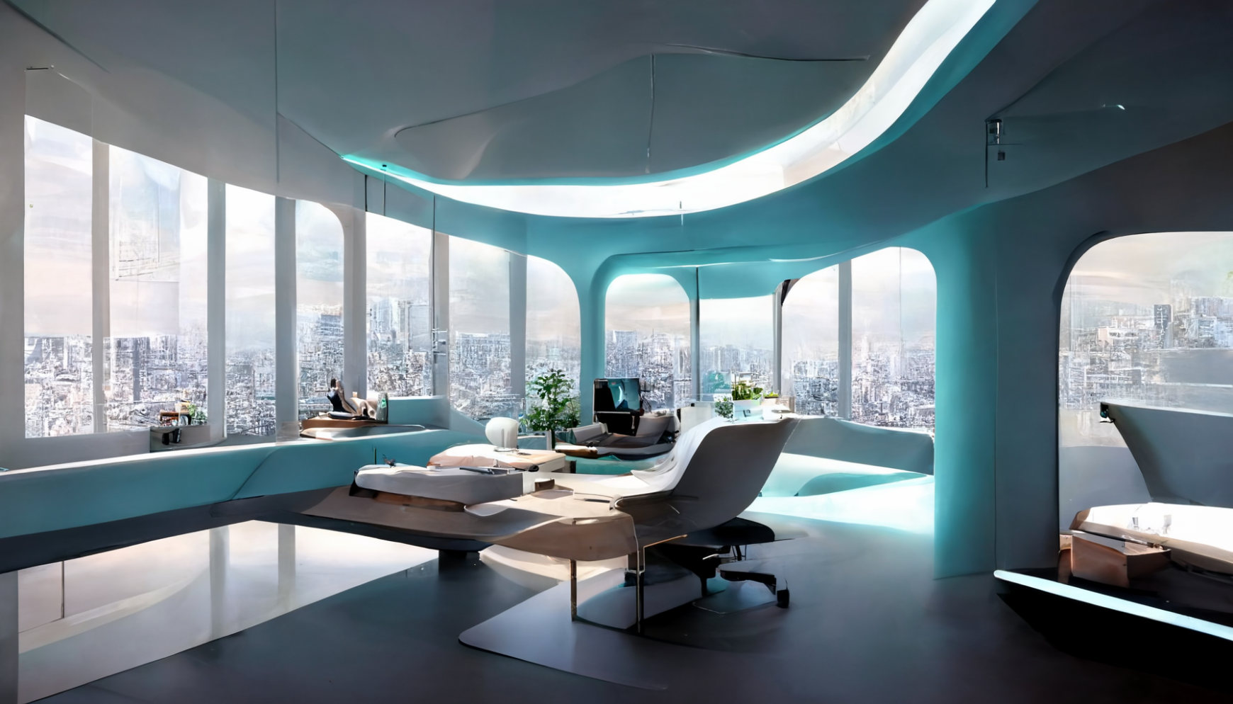 AIがテキストから生成した「2030年にコクヨが発表する最高のオフィス空間」