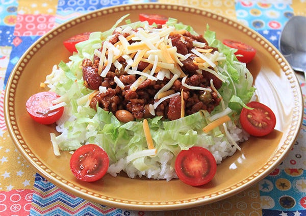 アレンジレシピ 「豆入りヘルシー！タコライス」