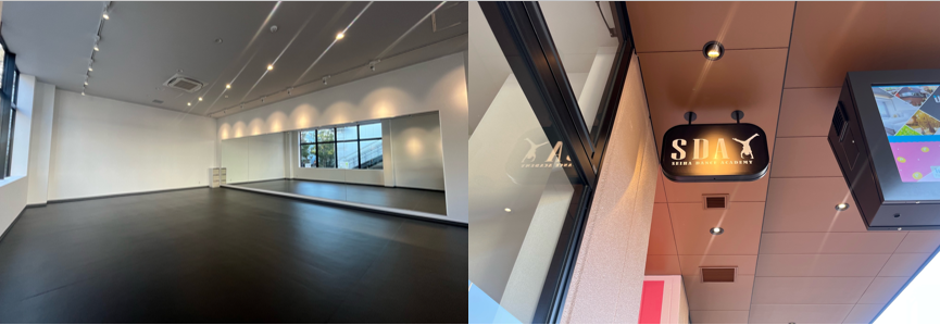 ガラス張りの大きな鏡で全身でダンスを表現できます♪