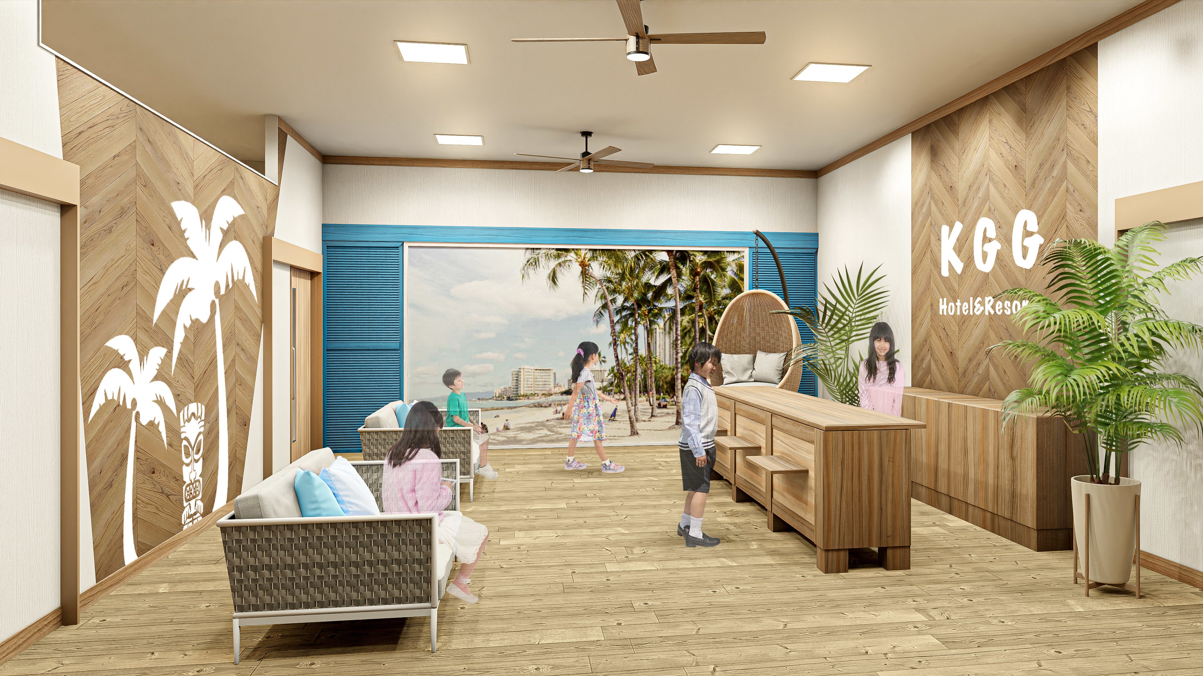 ホテルはハワイをイメージ