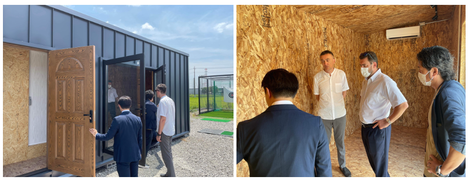 デニス・ヤコヴェンコ一等書記官、オレクサンダー・ギュメニウクCFOによるモデル仮設住宅の訪問