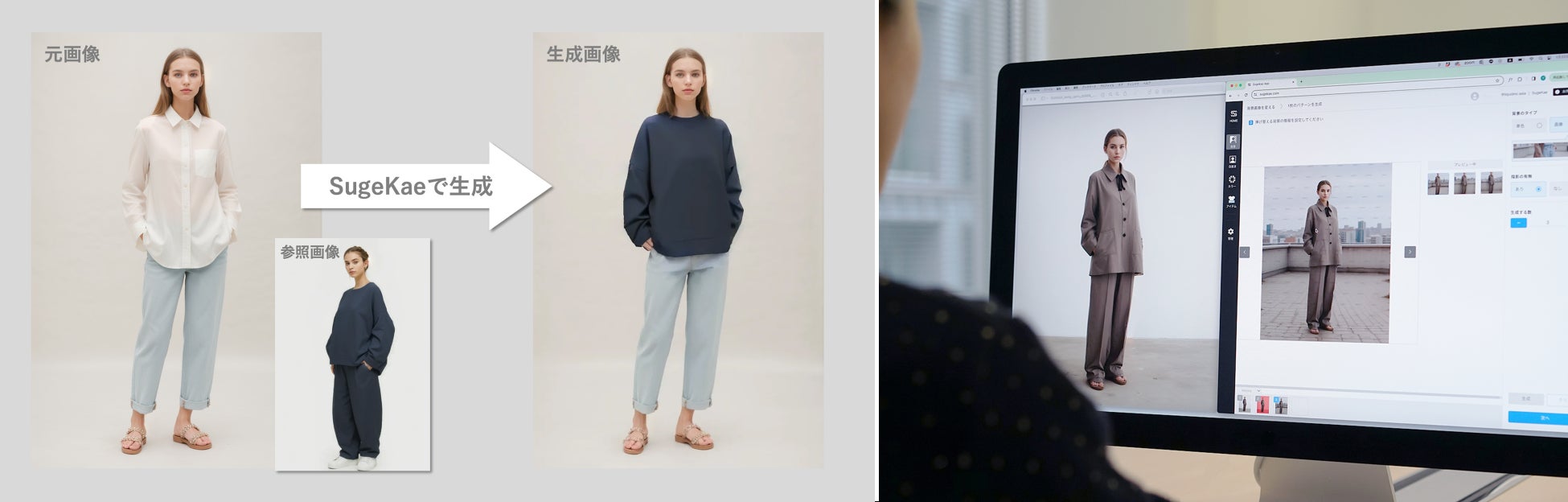左:アイテム変更のイメージ  右:SugeKaeの使用イメージ