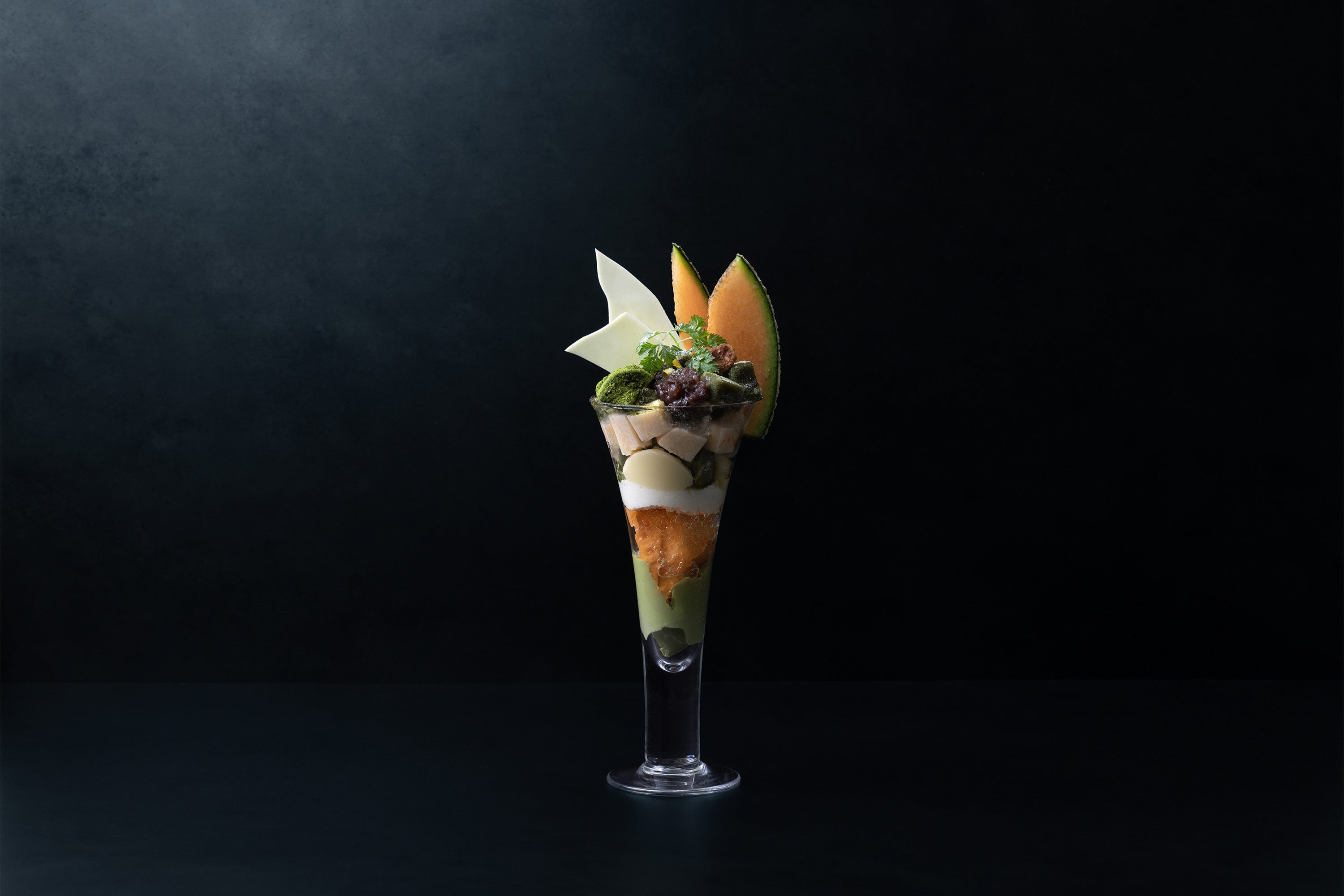 ●メロンと抹茶のパフェ　（2,400円）