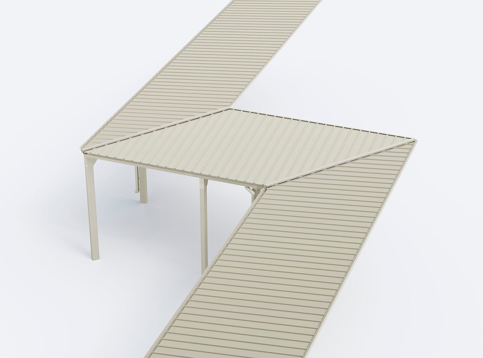 フラット屋根 通路シェルター 組み合わせイメージ