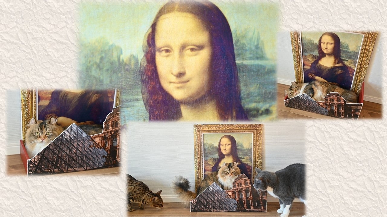 モナ・リザに見守られる猫達