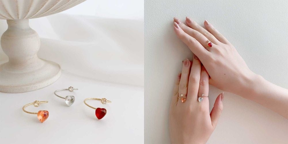 K18ハートフォークリング ウィズハート[RS-632]｜結婚指輪