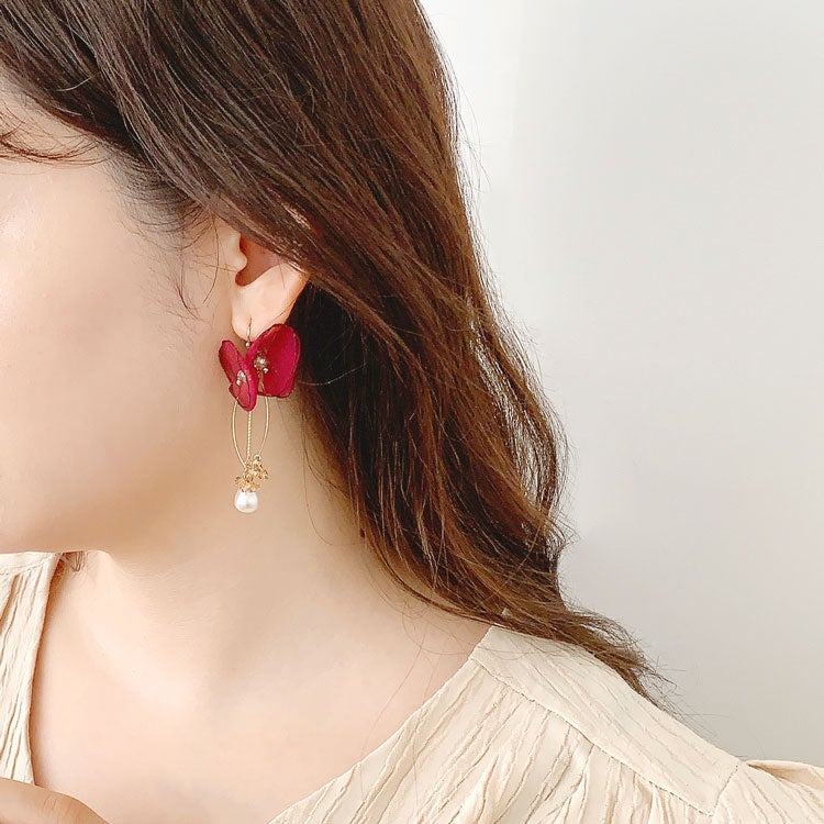 羊と糸　シフォンフラワーピアス aecc0495e4245a69069c859f104409