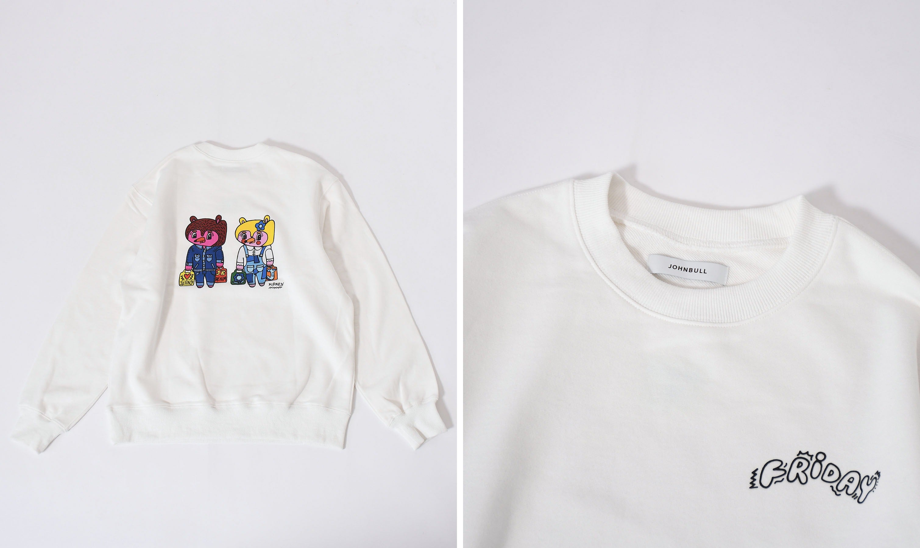 コラボ スウェット(Friday Bear couple)  ホワイト ￥13,200(tax in)