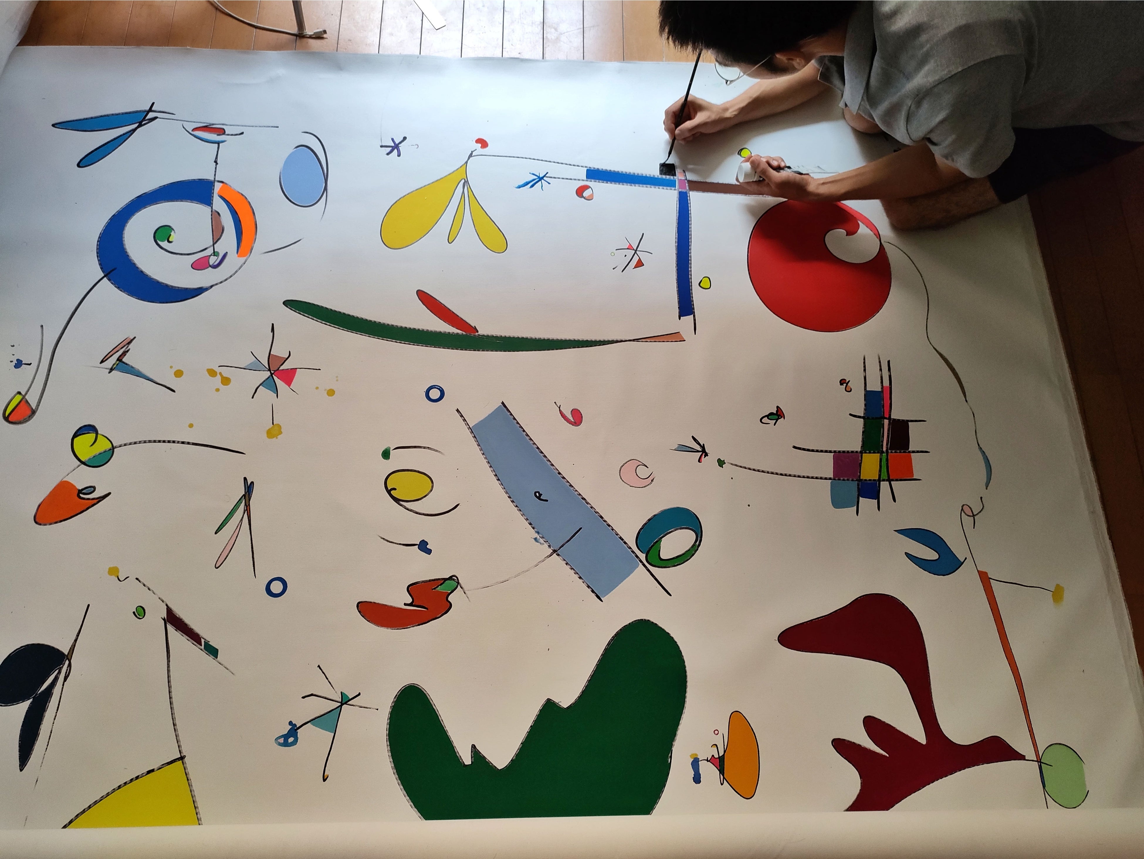 “シンフォニックダンス” , 2022,175×295cm, キャンバスにミクストメディア (pebeo japon mat pub, Artist marker)