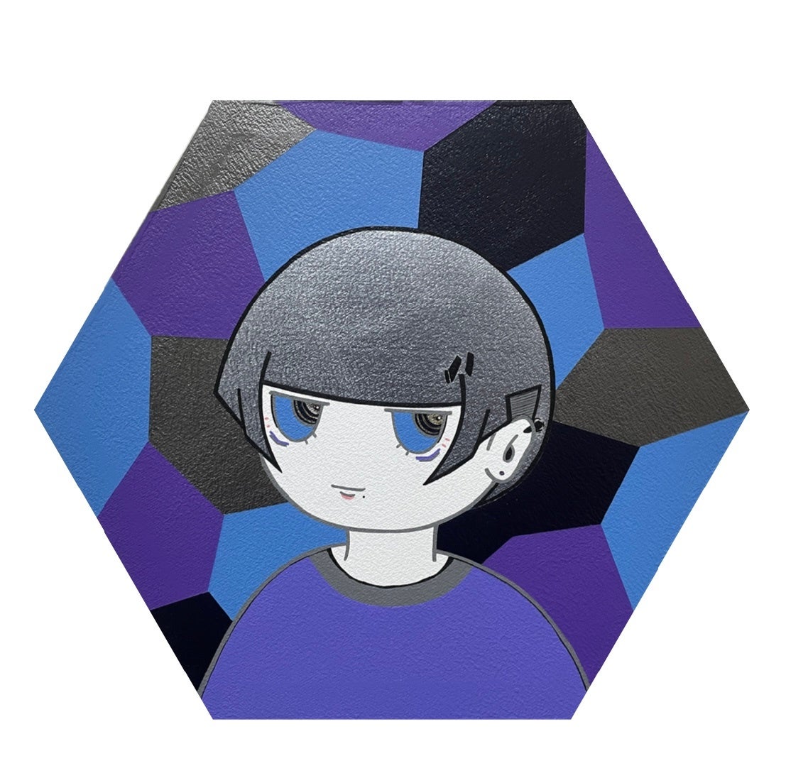 ”one person series／36” 2023、30×30×2cm、  アクリル／キャンバス