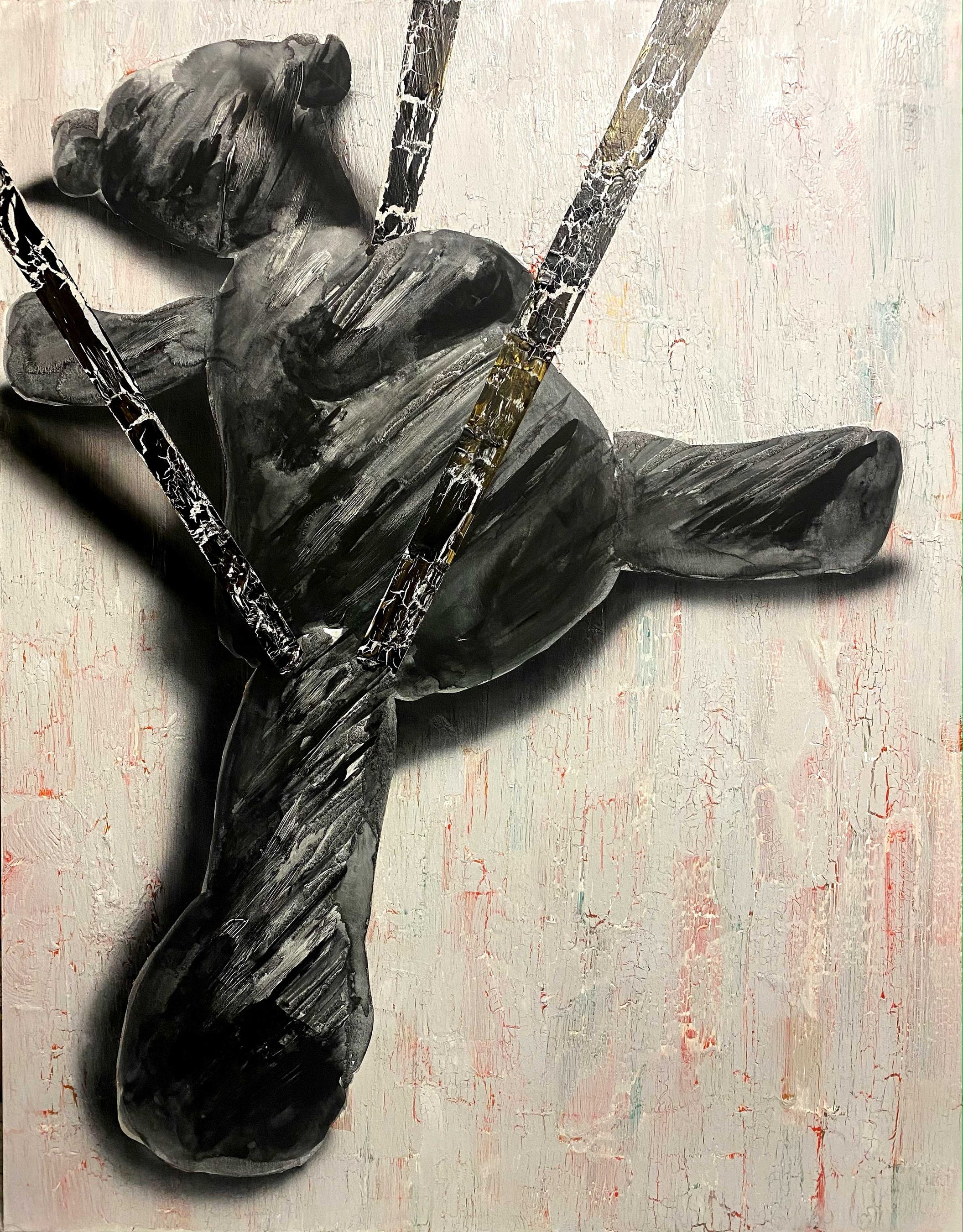 ”slash.6” 2023、116.7×91×2.8cm、 顔料インク・アクリル／木製パネルにジェッソ