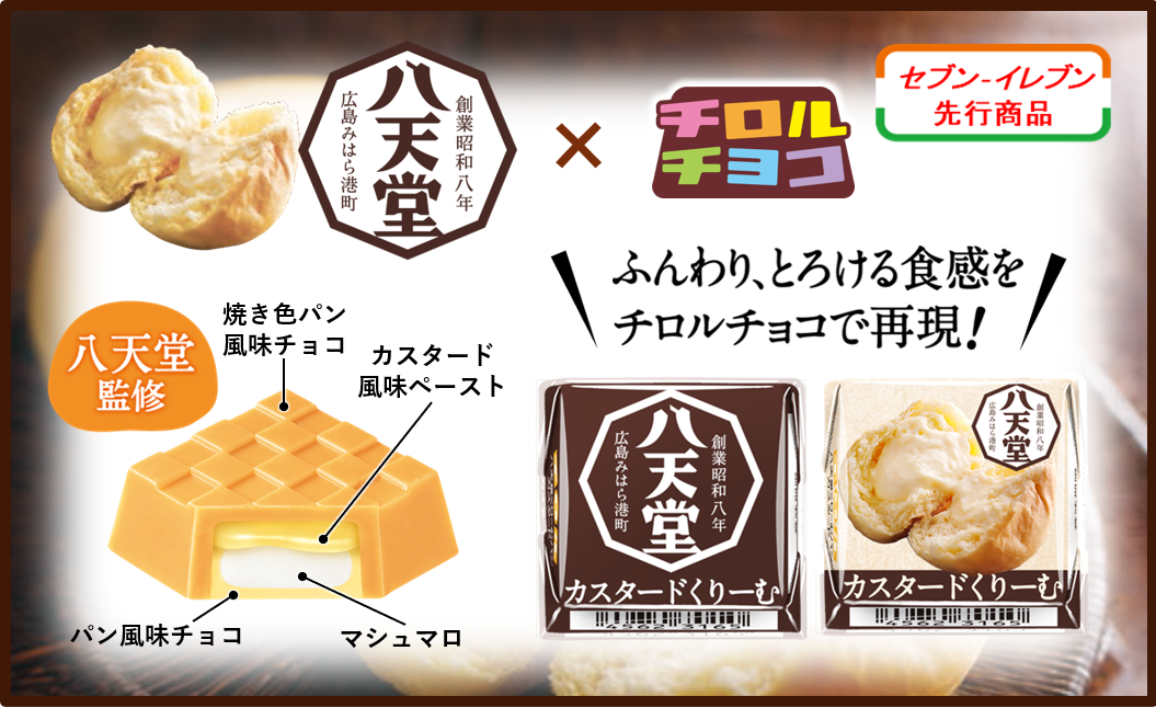 チロルチョコ 〈八天堂くりーむパンカスタード〉（イメージ）