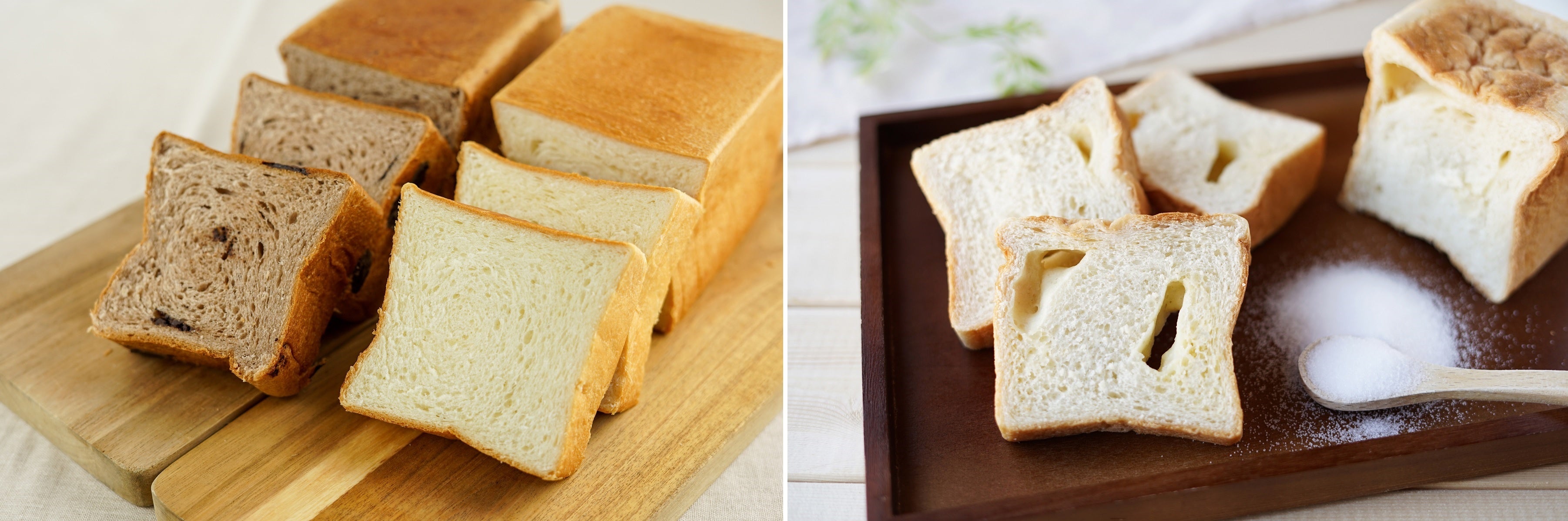 「食パン左からチョコレート・プレーン・塩バター」（イメージ）