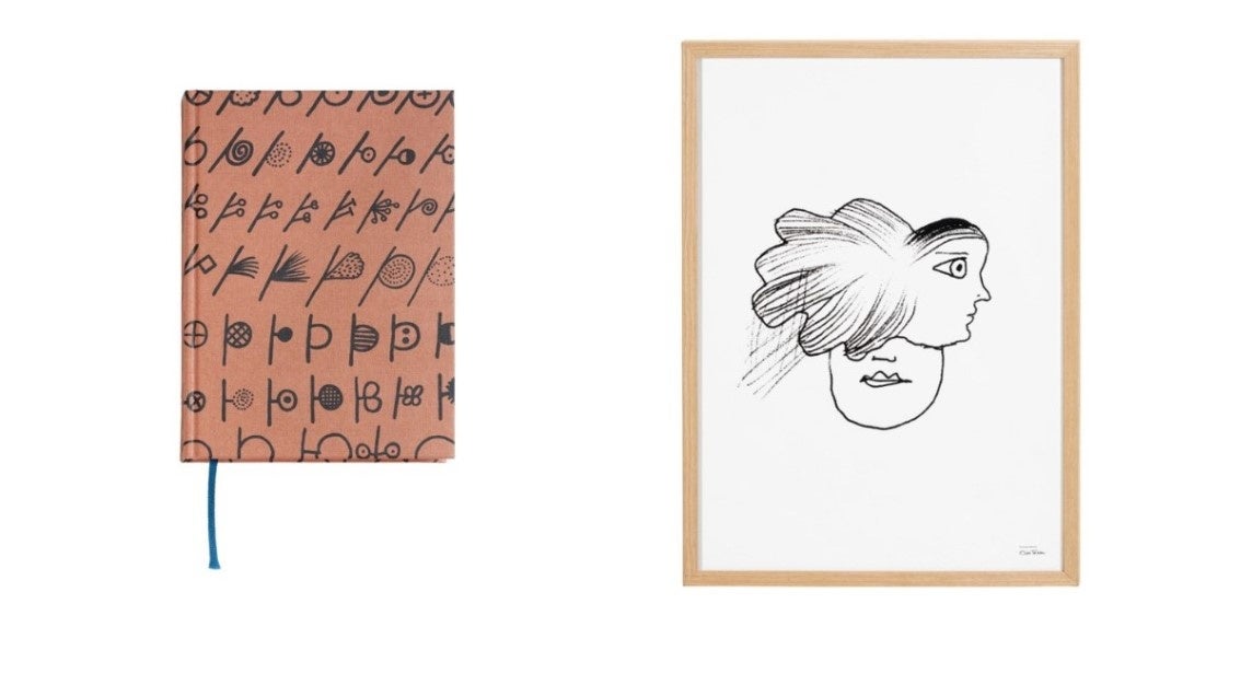 ツィッグ ノート 13x21cm ベージュ(左) フェイス アートポスター 50x70cm(右)