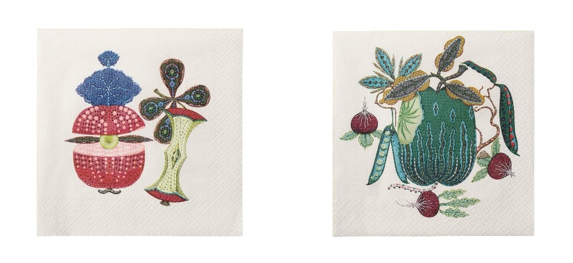 ペーパーナプキン レッド (左)  ペーパーナプキン グリーン (右)