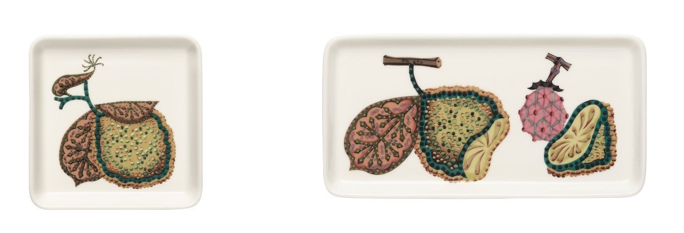 スクエアプレート 12x12cm (左)  レクタングラー プレート12x24cm (右)