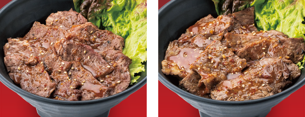 （左）ハラミ丼〈並〉（右）ロース丼〈並〉