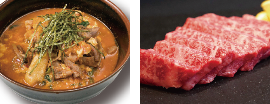 （左）牛カルビクッパ 760円（右）宮崎和牛サーロイン 5,500円