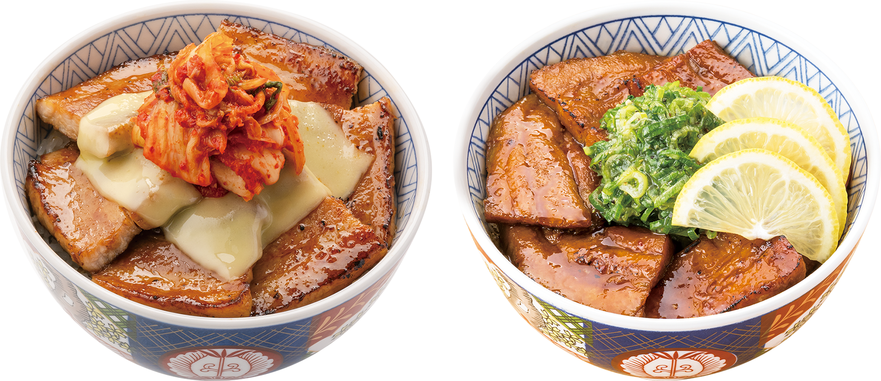 （左）キムチーズ豚丼（右）ねぎ塩レモン