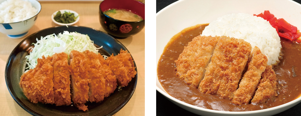 （左）とんかつ定食（右）とんかつカレー