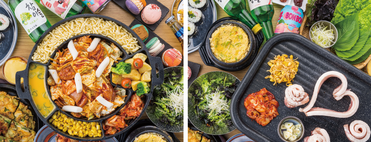 (左)チーズタッカルビ (右)サムギョプサル