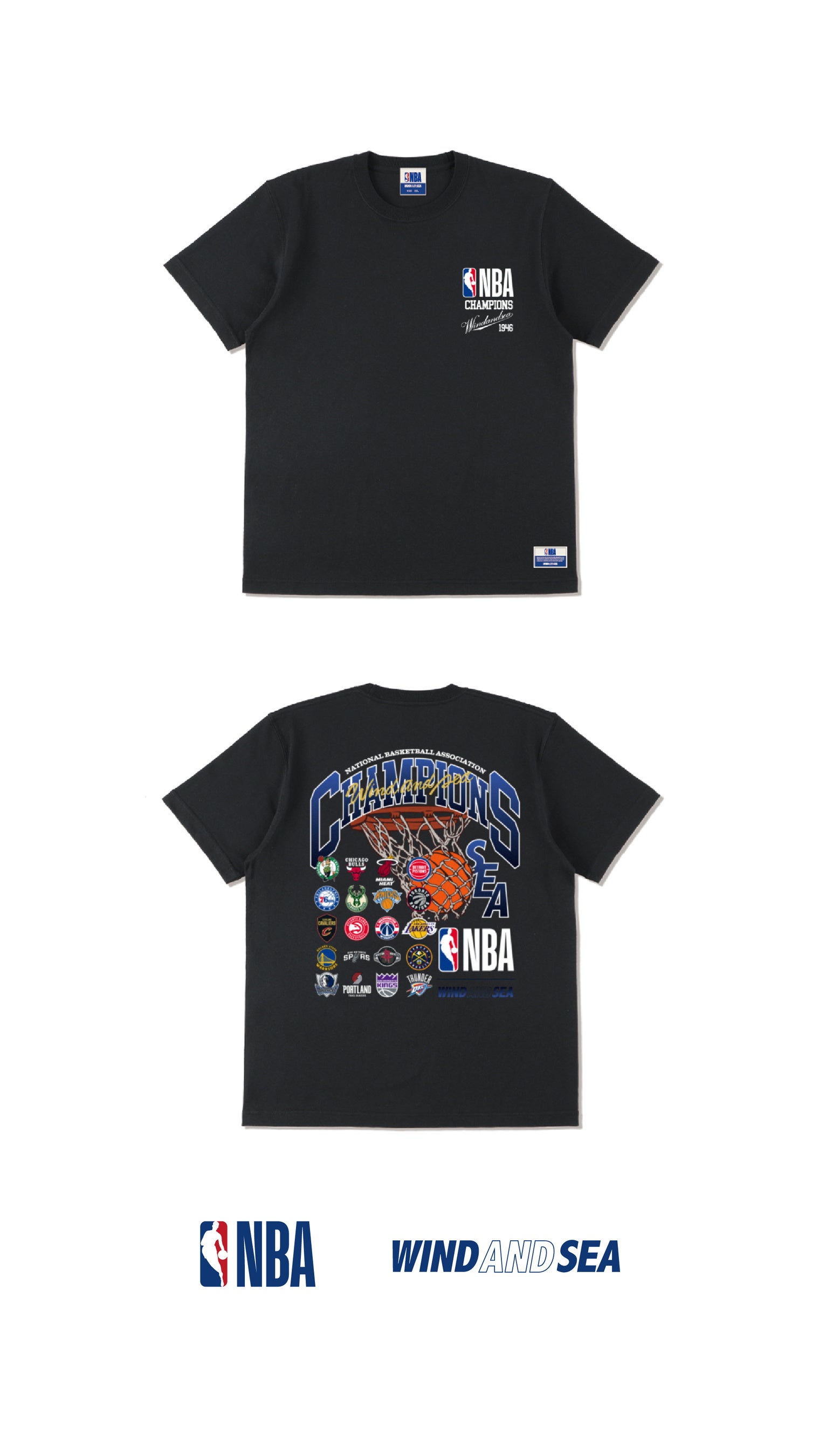 【新品未使用】wind and sea ✖️nbaコラボ　Tシャツ NBA×WIND AND SEAコラボ】第6弾のテーマはCHAMPIONS。豪華な