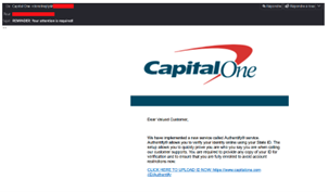 Capital Oneのフィッシングメール
