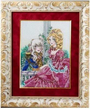 マリーアントワネット　大輪のピンクの薔薇　金額縁 8a3cd774ec52d20014357394081ed5