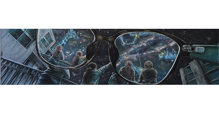 日学・黒板アート甲子園Ⓡ2021　最優秀賞 静岡県立浜松大平台高等学校 作品名：冬の幾何学