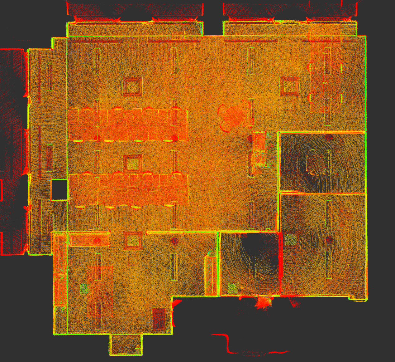 オフィス全体の点群の鳥瞰図