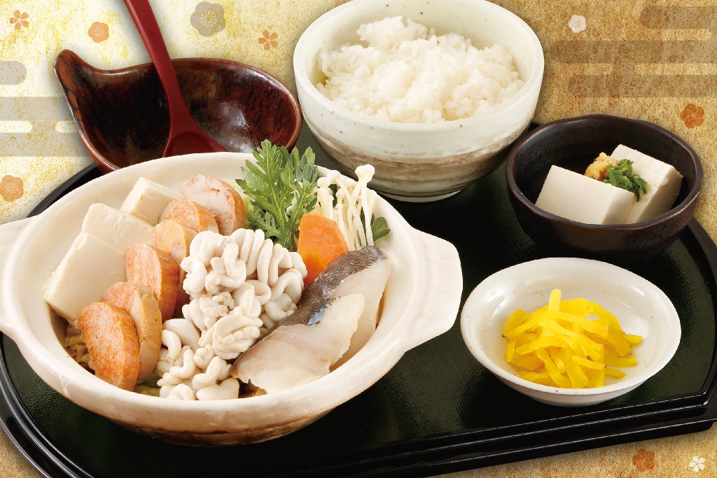 写真は生白子とあん肝の背徳海鮮鍋と定食セットです。