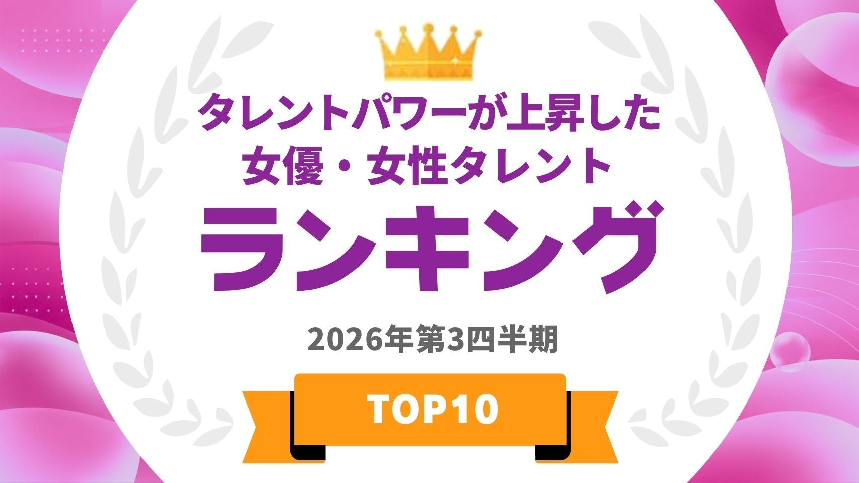 『タレントパワーランキング』が2026年8月度調査版タレントパワーが上昇した女優・女性タレントランキングを発表！WEBサイト『タレントパワーランキング』ランキング企画第432弾！