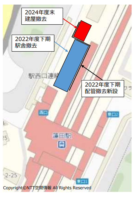 駅舎撤去に伴う散水機の施工要否の検討が迫られる