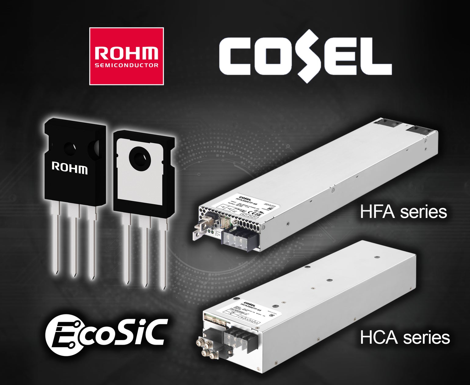 ロームのEcoSiC™がコーセル株式会社の3.5kW出力AC-DC電源ユニット「HFA/HCAシリーズ」に採用