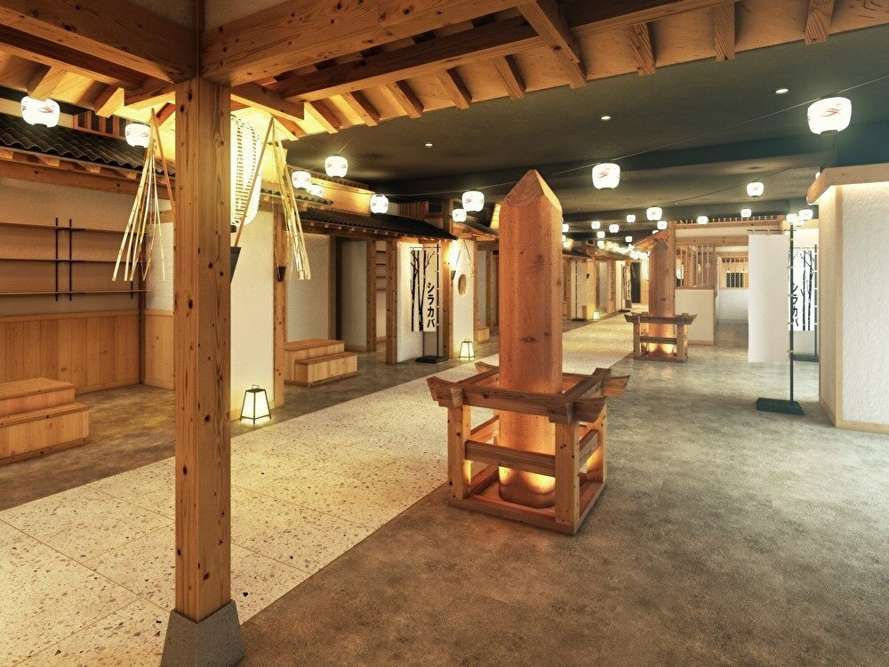 △ 御柱の展示（3階・しらかば仲見世内）