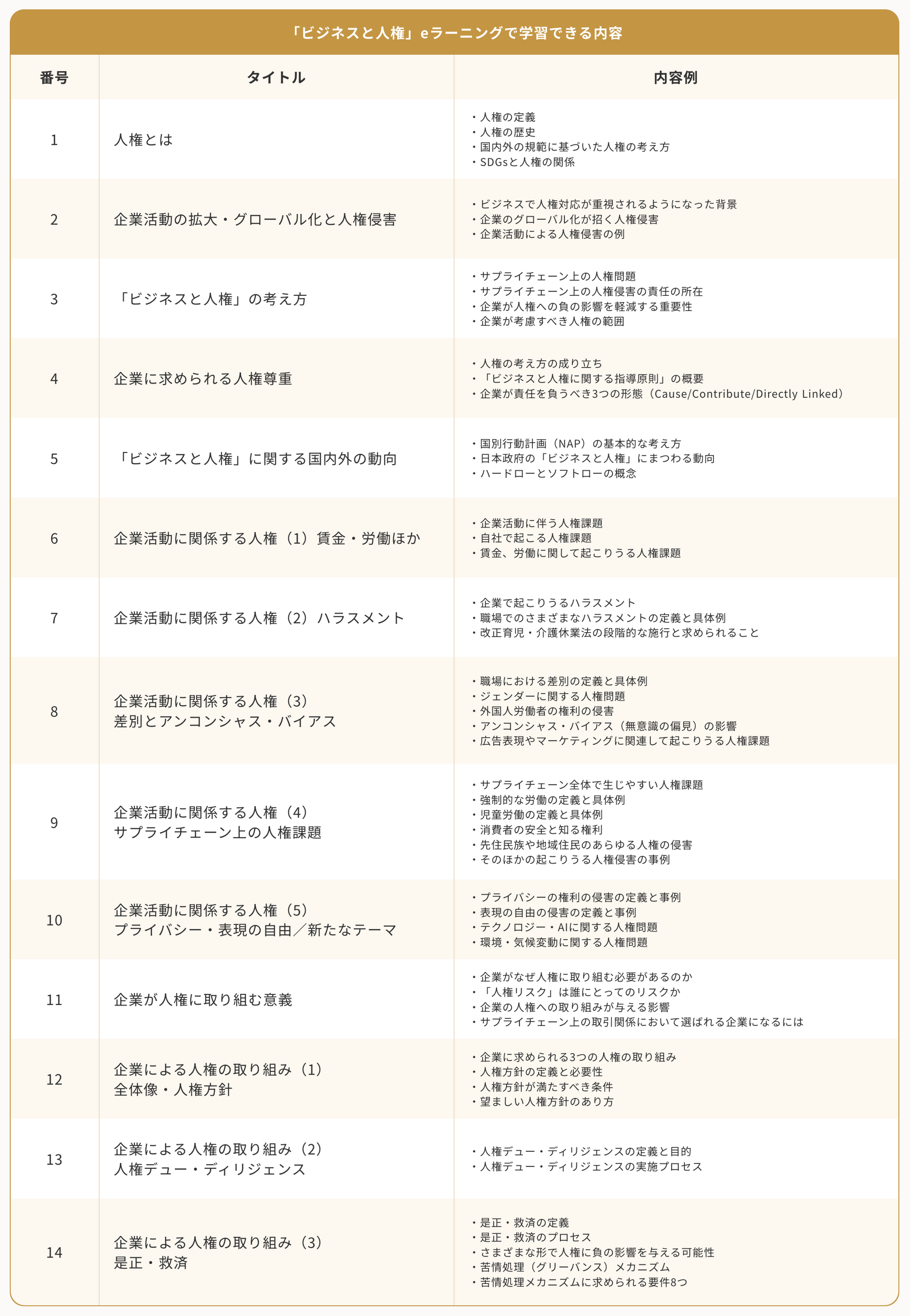 ビジネスと人権 eラーニング教材一覧