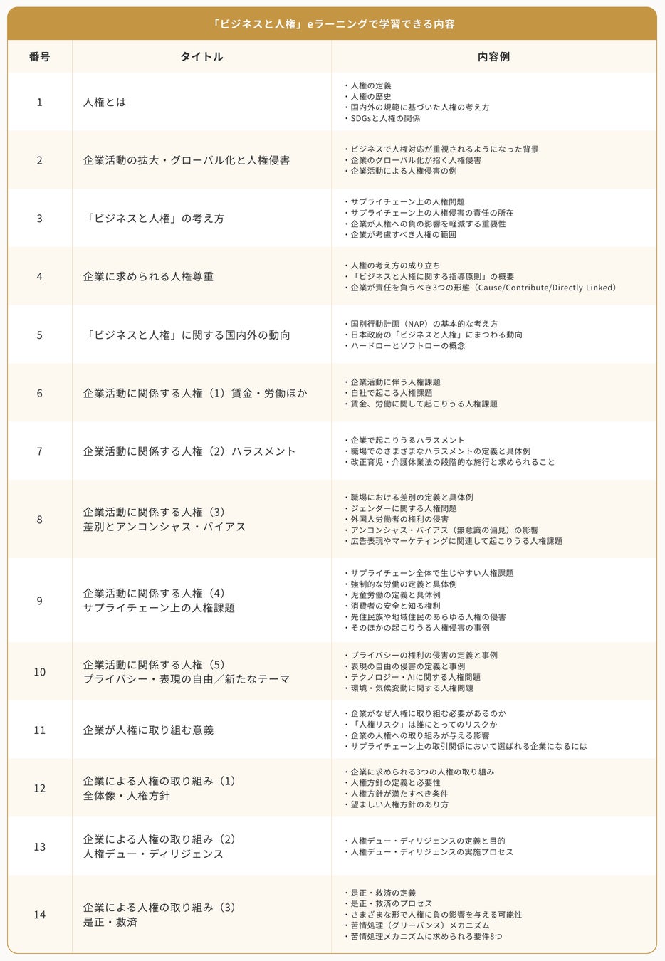 ビジネスと人権 eラーニング教材一覧