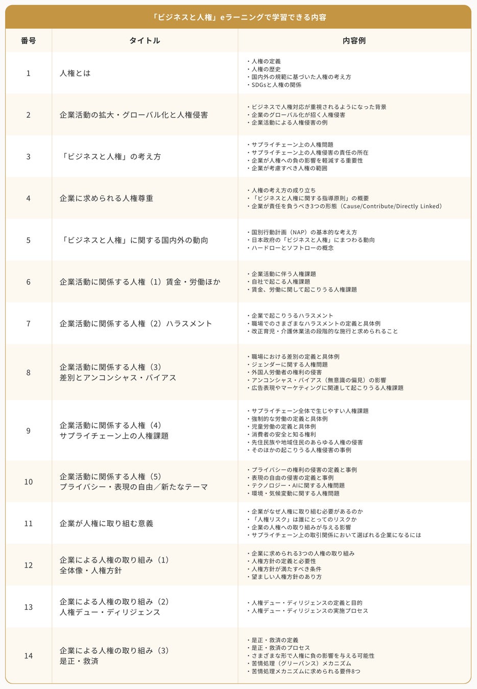 ビジネスと人権 eラーニング教材一覧