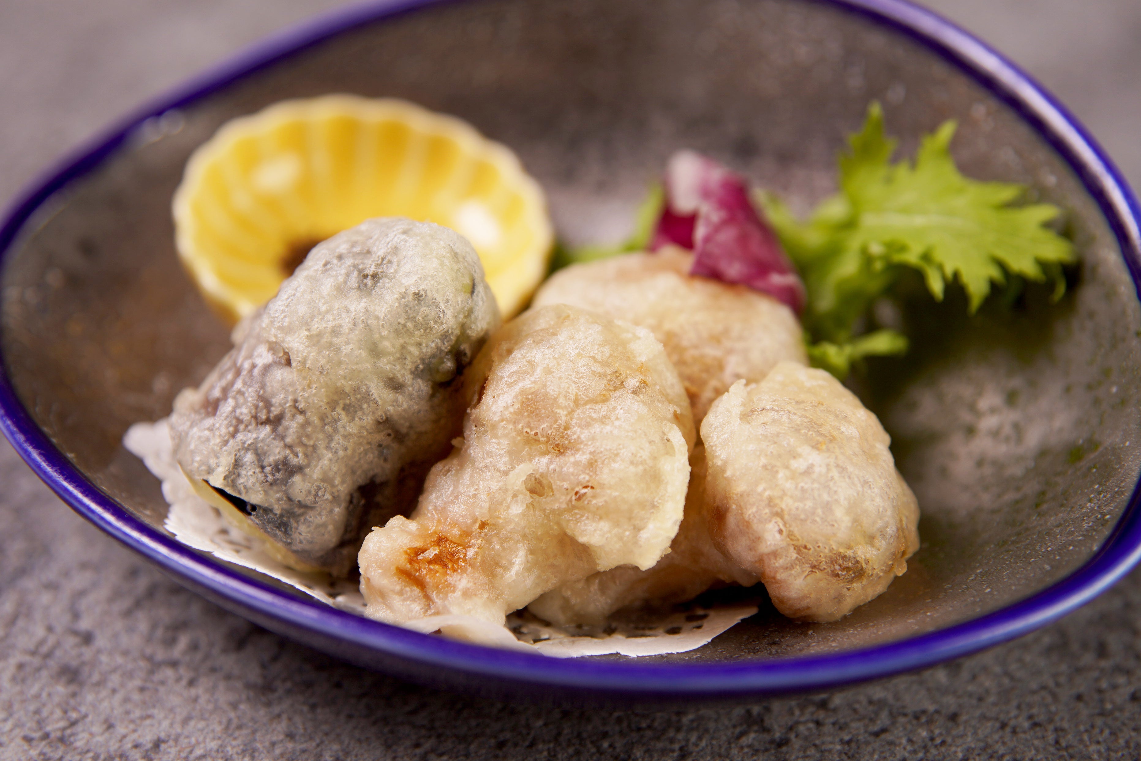 福島県産ジャンボ生なめこととろ茄子の揚げ物