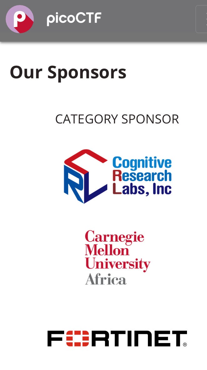 図 picoCTFサイト スポンサー一覧 