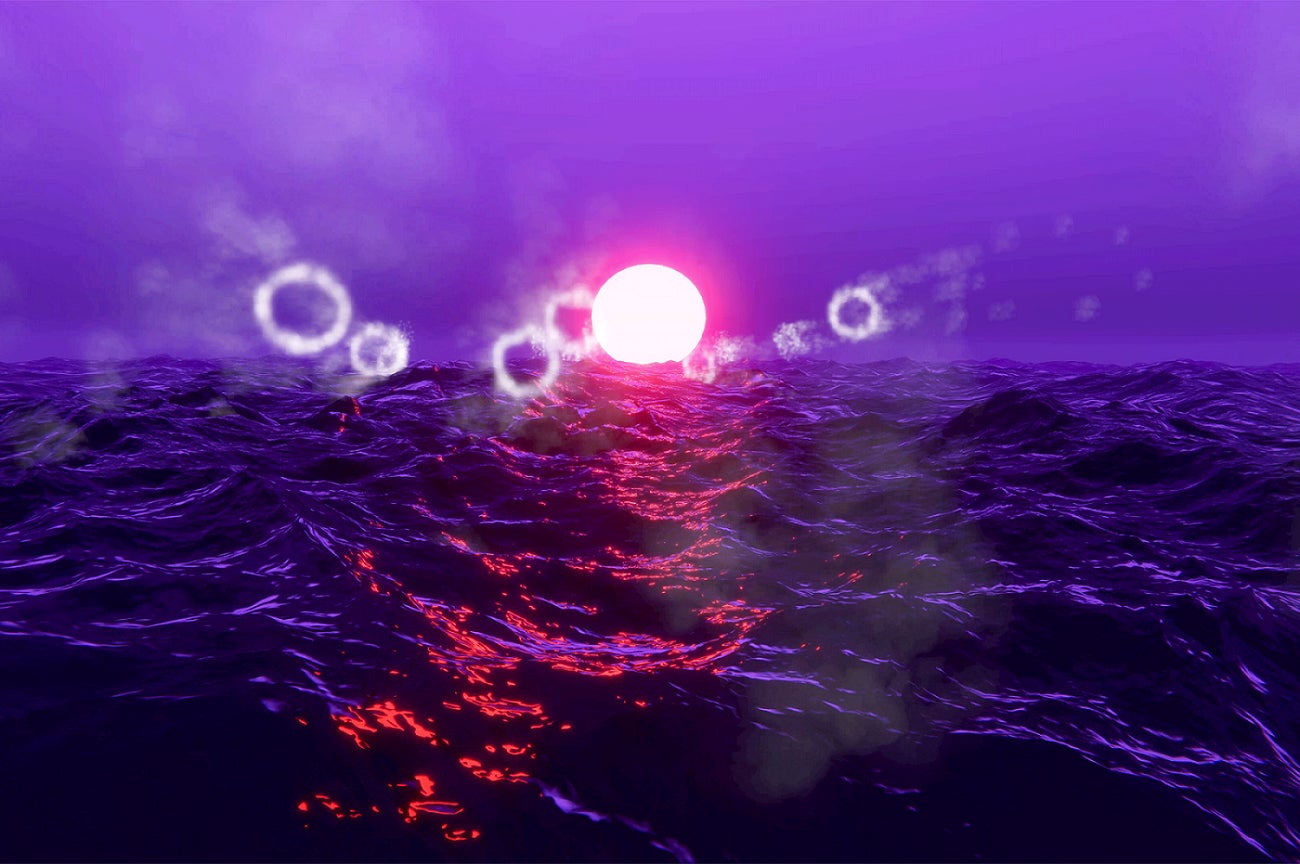 デジタルの霧が太陽へと向かっていく様子(イメージ)