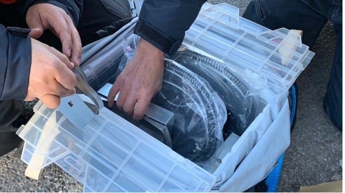 運搬したくくり罠・遠隔通報