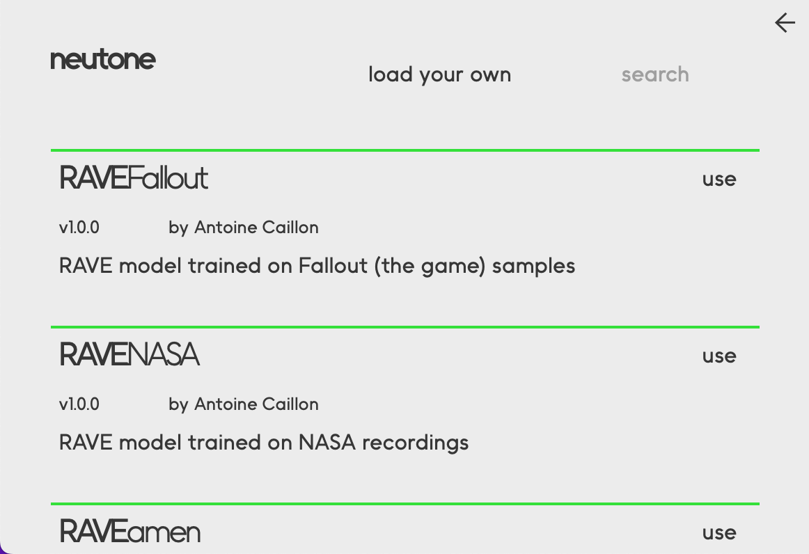 図：Neutoneモデルレポジトリーページ