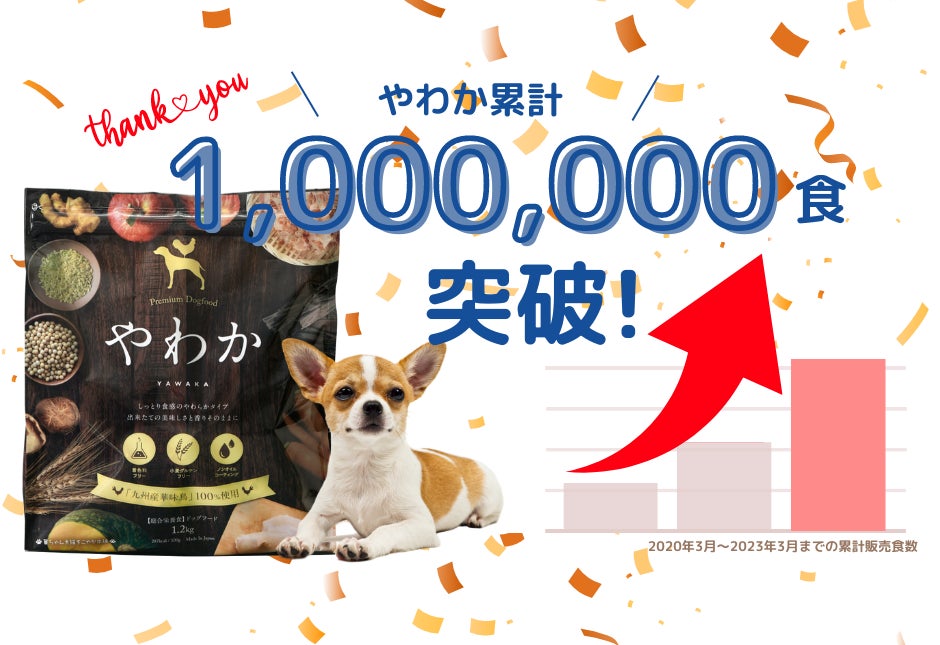 博多華味鳥」が手掛けるドッグフード『やわか』が2023年3月に販売累計 博多華味鳥」が手掛けるドッグフード『やわか』が2023年3月に販売累計