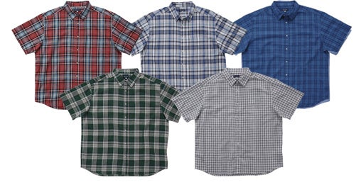 綿麻ナチュラルストレッチチェックシャツ