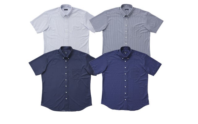 鹿の子デジタルプリント前開きBIZポロ