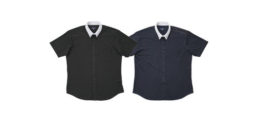 鹿の子エンボス前開きクレリックBIZポロ