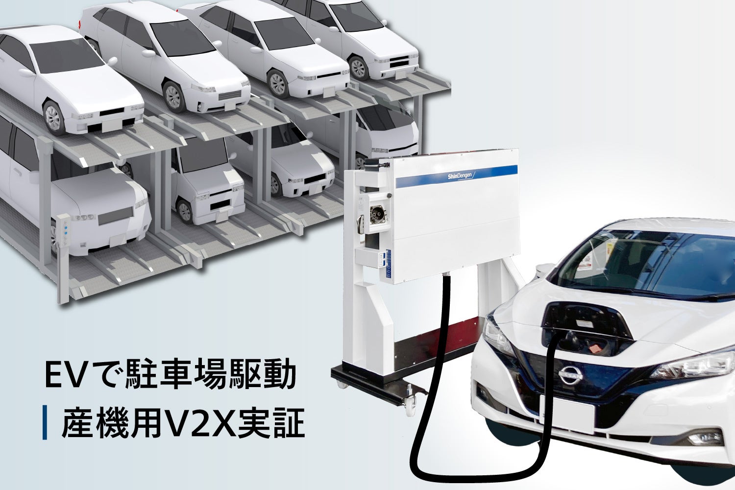 EV放電で機械式立駐を駆動！V2Xシステム災害利用を東京電力グループと新電元が実証、三相電源による施設の機能維持へ一歩前進