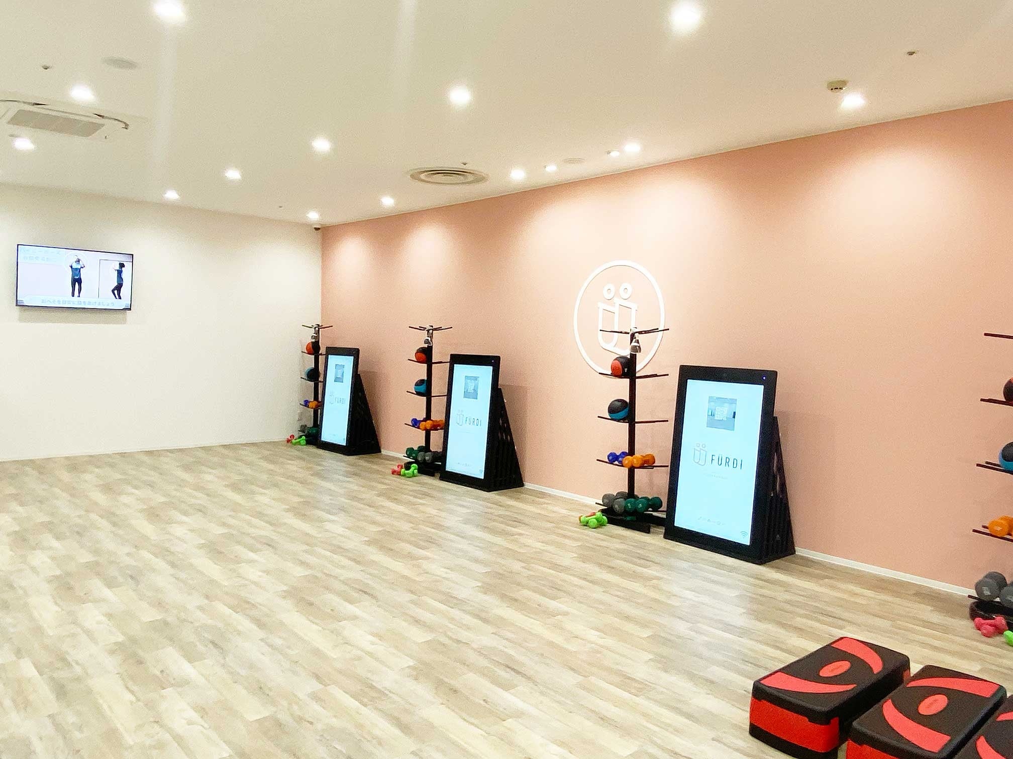 ダンベル・ボール・バンド等さまざまなトレーニングアイテムを使ったマシンに触れないパーソナルトレーニング