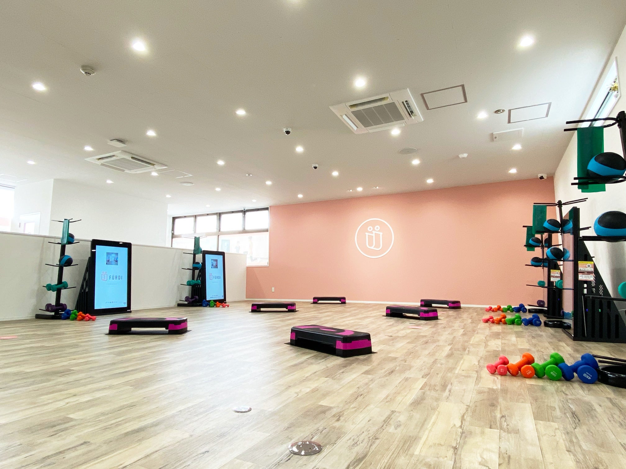 ダンベル・ボール・バンド等さまざまなトレーニングアイテムを使ったマシンに触れないパーソナルトレーニング